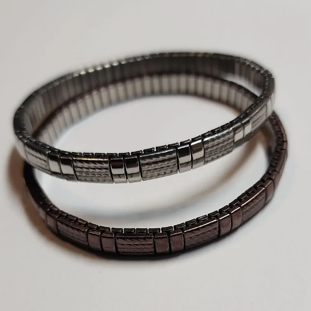Milor Stainless Steel Brown And Silver Stretch Bracelets